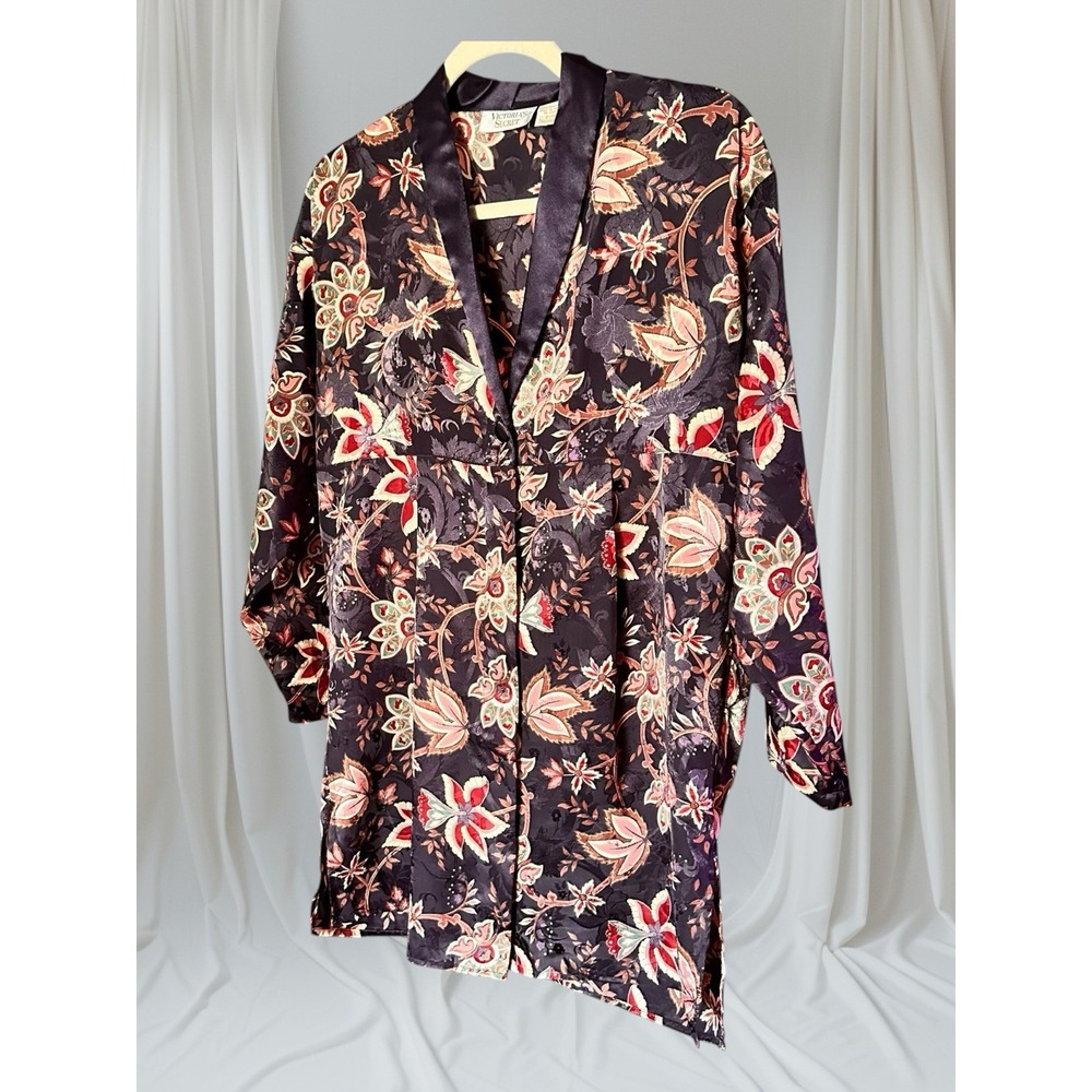Vintage Gold Label Victoria's Secret Floral Button Up Nightshirt Size Small